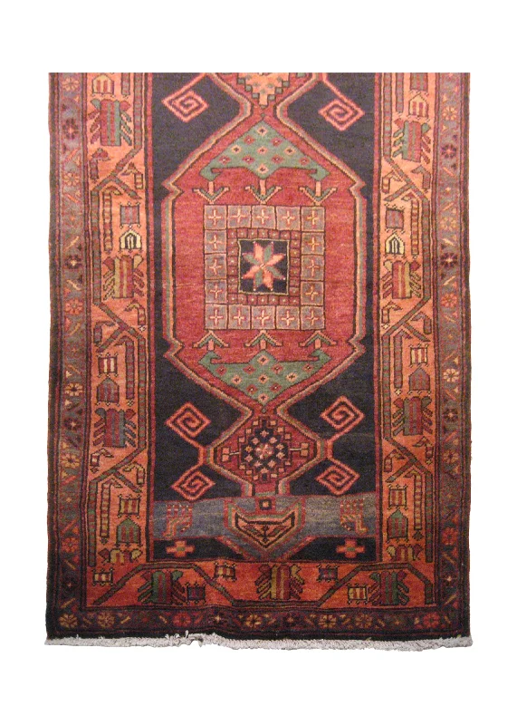 Caucasian Rug Azerbaijan Handmade Runner Tribal 3'9"x13'5" (4x13) Blue Red Geometric Design #A20180