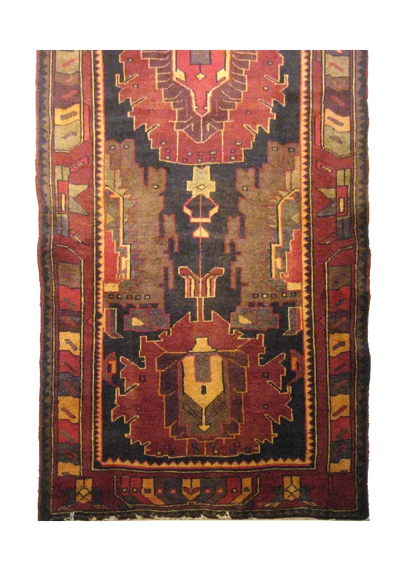 Caucasian Rug Azerbaijan Handmade Runner Tribal 3'8"x12'10" (4x13) Red Geometric Design #A20184