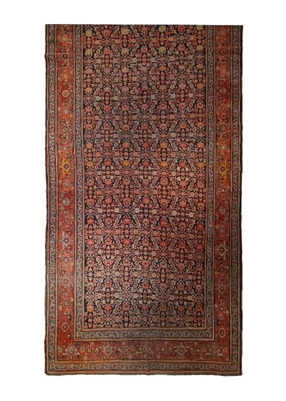 Caucasian Rug Gharabagh Handmade Runner Tribal Antique 7'2"x18'8" (7x19) Blue Red Herati Design #A32351