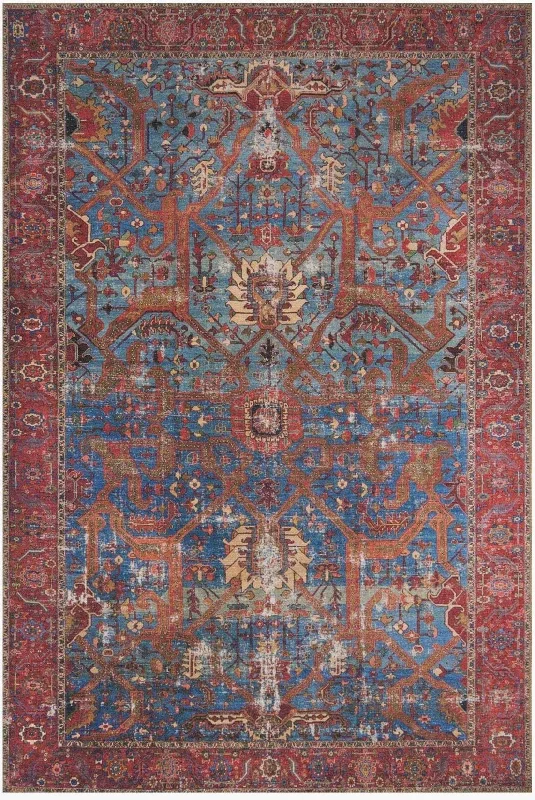 Loren LQ-10 Blue / Red Rug