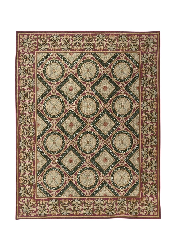 Oriental Rug Chinese Handmade Area Traditional 7'8"x9'6" (8x10) Green Red Tapestry Design #16476