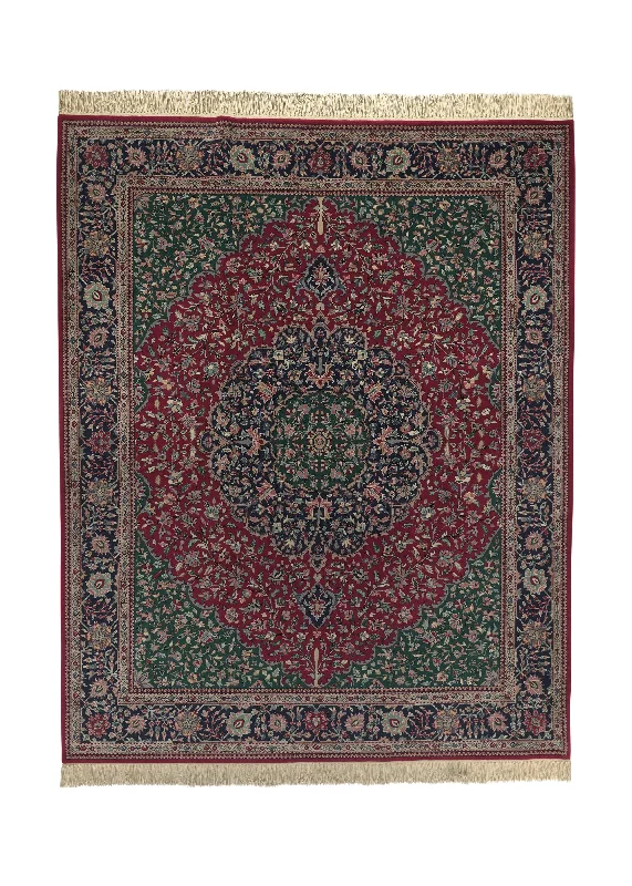 Oriental Rug Chinese Handmade Area Traditional 8'0"x10'0" (8x10) Red Green Floral Design #20369