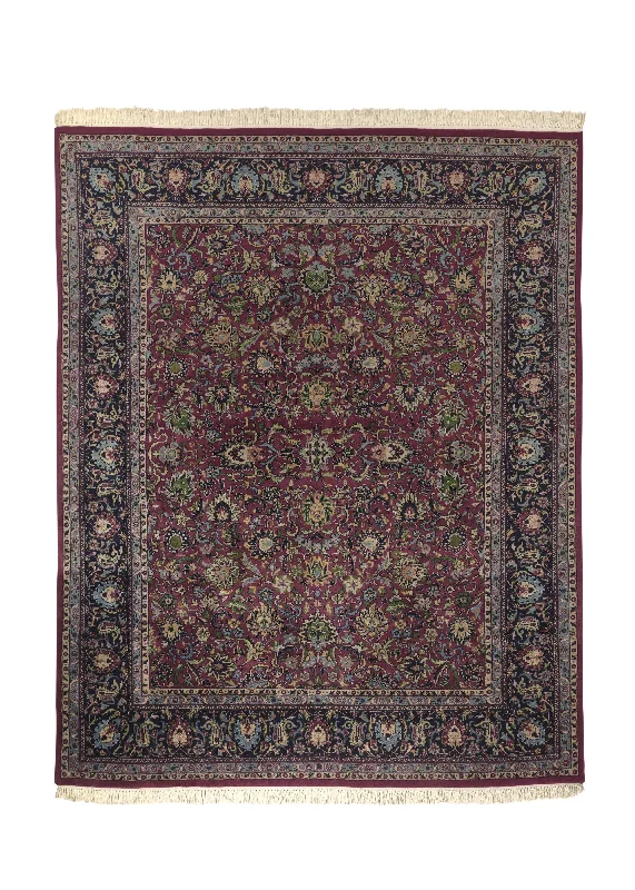 Oriental Rug Indian Handmade Area Traditional 7'10"x9'8" (8x10) Pink Floral Design #25730