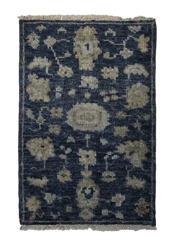 Oriental Rug Indian Handmade Area Transitional 2'0"x3'0" (2x3) Gray Floral Design #A34298