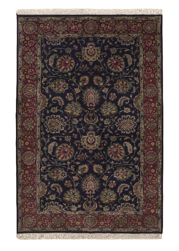 Oriental Rug Indian Handmade Area Transitional 5'1"x7'11" (5x8) Blue Jaipur Floral Design #33534