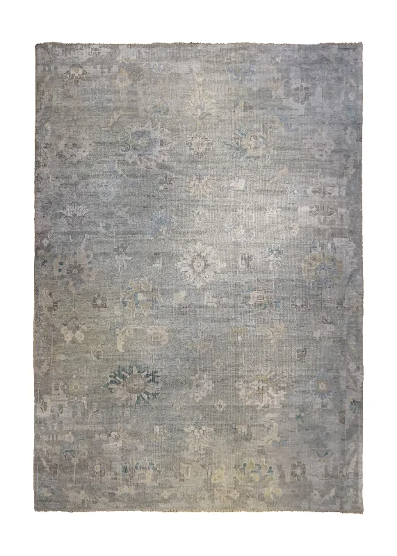 Oriental Rug Indian Handmade Area Transitional Neutral 9'10"x13'11" (10x14) Gray Oushak Design #A34249