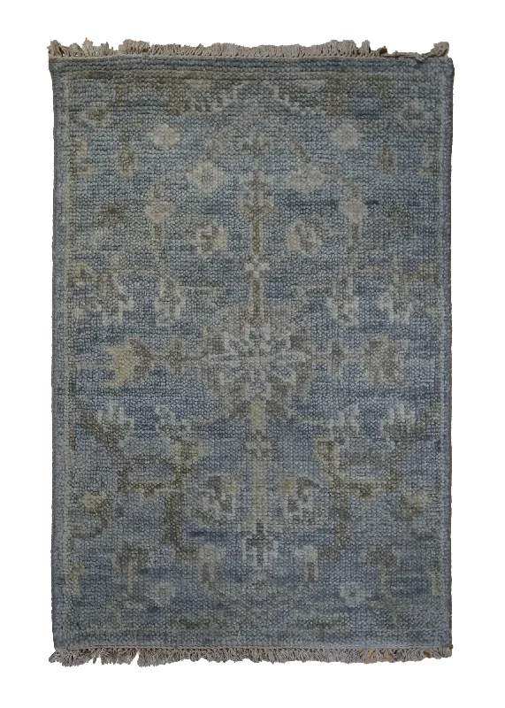 Oriental Rug Indian Handmade Area Transitional Neutral 2'0"x3'0" (2x3) Whites/Beige Oushak Design #A34299