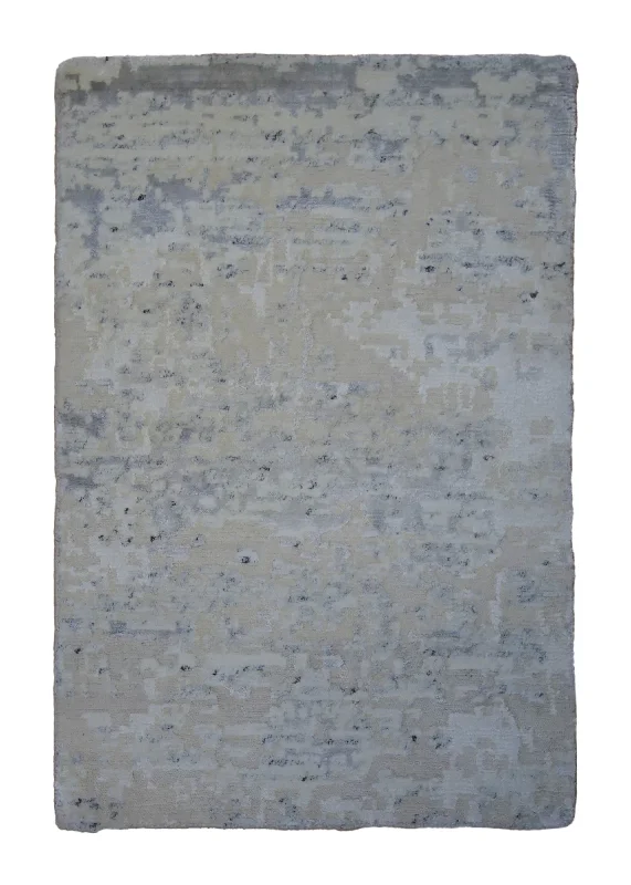 Oriental Rug Indian Handmade Area Modern Neutral 2'0"x3'0" (2x3) Gray Whites/Beige Abstract Splatter Design #A34290