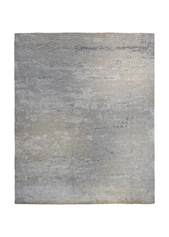 Oriental Rug Indian Handmade Area Modern Neutral 8'1"x9'11" (8x10) Gray Abstract Splatter Design #A34250