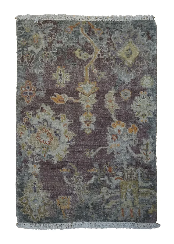 Oriental Rug Indian Handmade Area Transitional 2'0"x3'0" (2x3) Purple Oushak Design #A34295