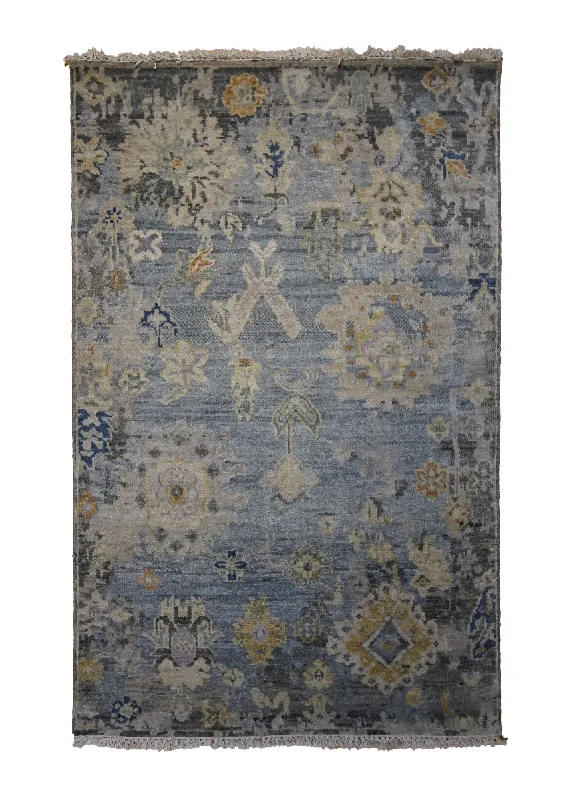 Oriental Rug Indian Handmade Area Transitional 3'2"x4'11" (3x5) Gray Yellow/Gold Oushak Design #A34243