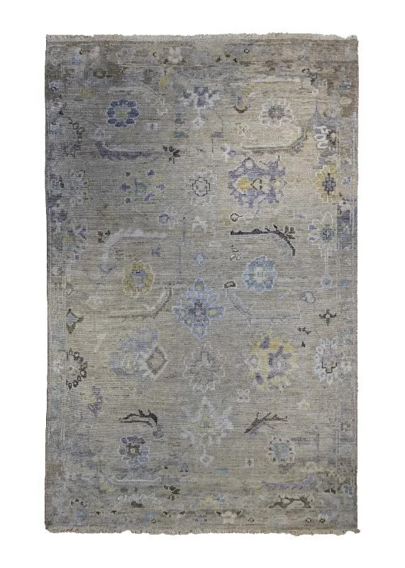 Oriental Rug Indian Handmade Area Transitional Neutral 5'9"x9'0" (6x9) Whites/Beige Purple Oushak Design #A34271