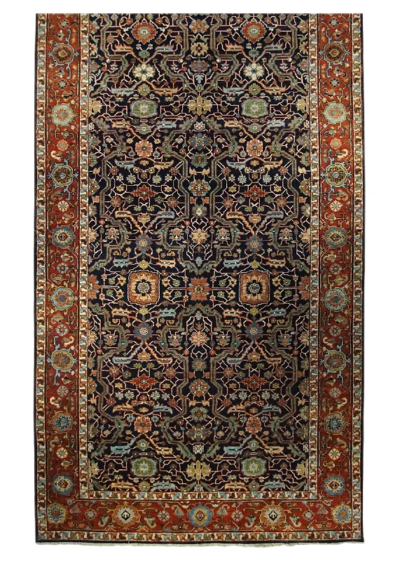 Oriental Rug Indian Handmade Runner Transitional 6'2"x19'10" (6x20) Blue Red Floral Design #A34062