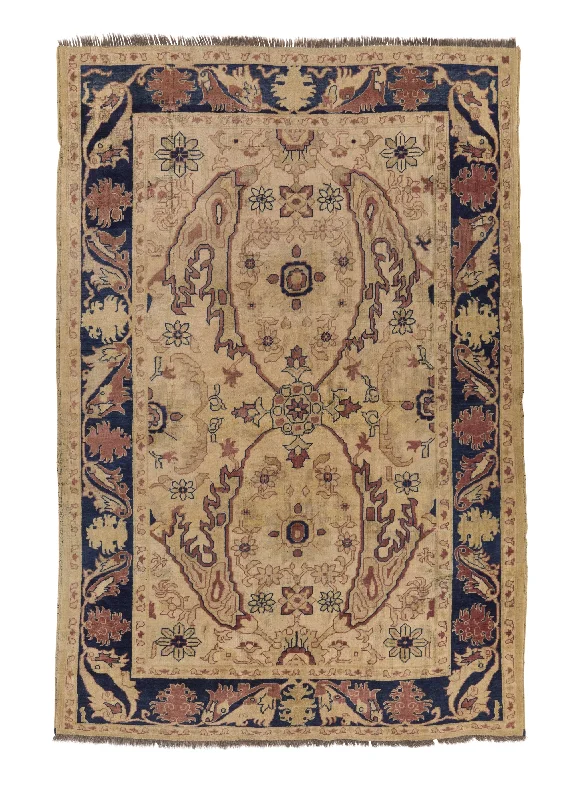 Oriental Rug Pakistani Handmade Area Transitional 5'6"x8'0" (6x8) Whites/Beige Floral Design #33659