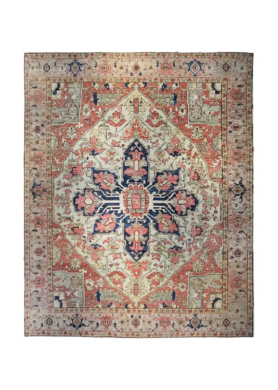 Oriental Rug Pakistani Handmade Area Transitional Tribal 11'11"x15'0" (12x15) Red Geometric Heriz Design #A34381