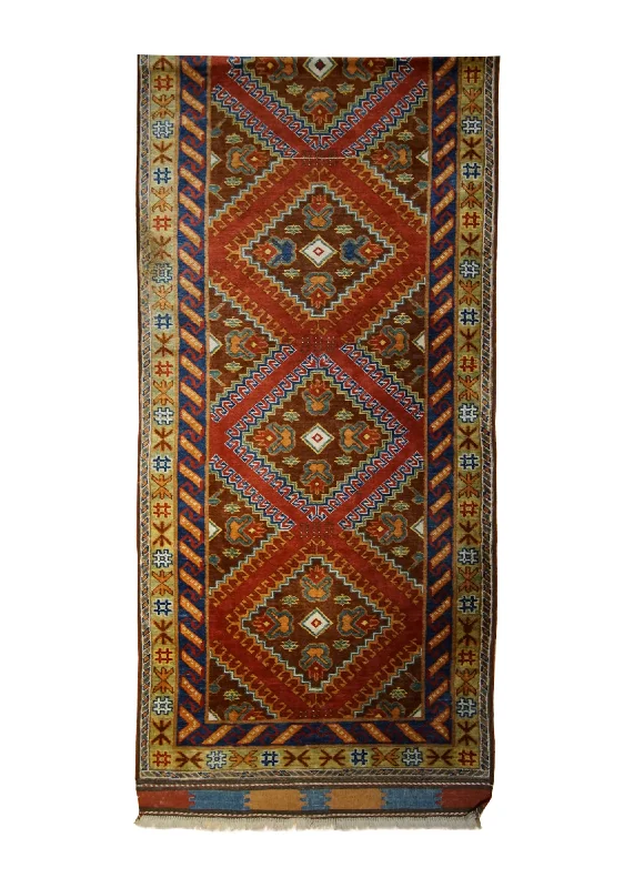 Oriental Rug Pakistani Handmade Runner Tribal Transitional 2'9"x7'5" (3x7) Red Green Blue Baloch Geometric Design #A33032