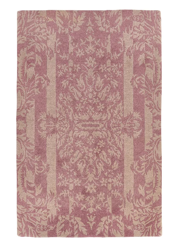 Oriental Rug Tibetan Handmade Area Modern 4'10"x7'8" (5x8) Pink Carved Design #31818