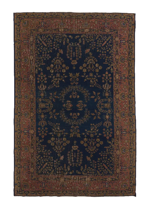 Oriental Rug Turkish Handmade Area Antique Traditional 7'10"x12'0" (8x12) Blue Red Floral Design #27199