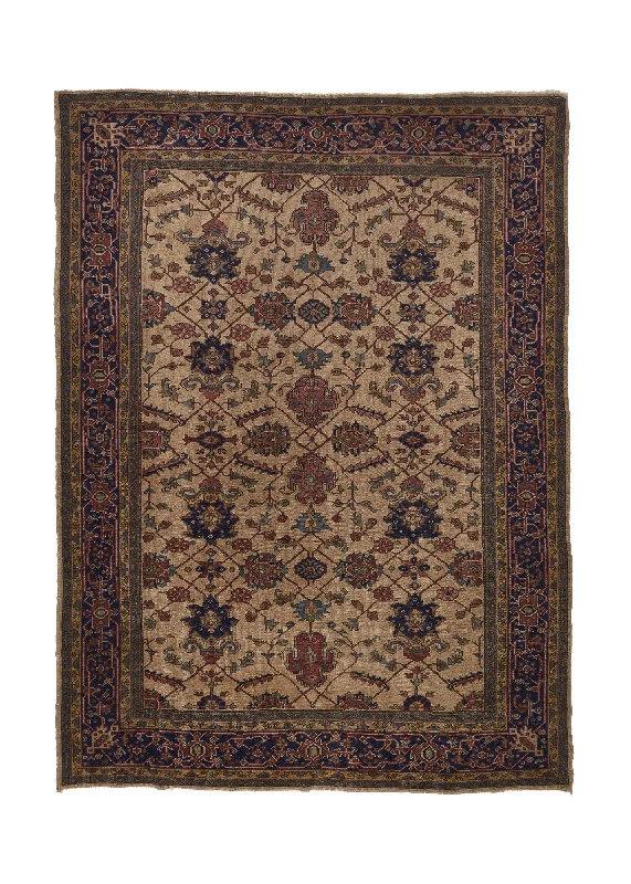 Oriental Rug Turkish Handmade Area Antique Tribal 9'0"x12'3" (9x12) Whites/Beige Blue Floral Design #27051