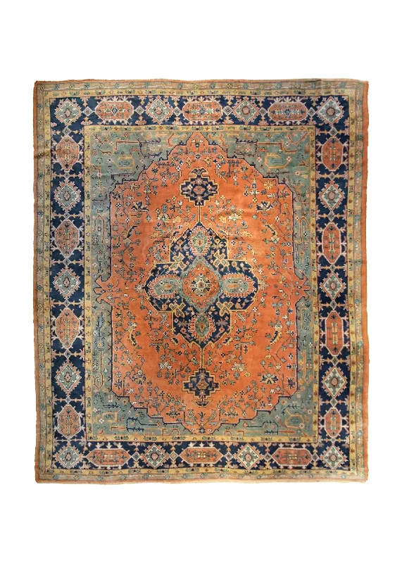 Oriental Rug Turkish Handmade Area Traditional 11'8"x13'11" (12x14) Red Blue Geometric Design #A34220