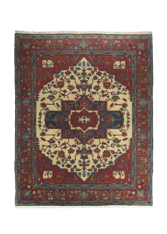 Oriental Rug Turkish Handmade Area Tribal Transitional 8'0"x10'0" (8x10) Red Blue Heriz Design #23548