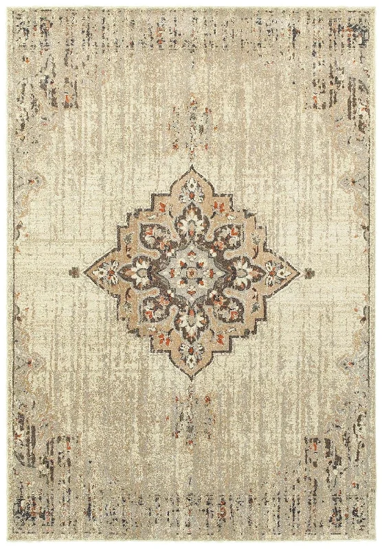 Pasha 72J Ivory/ Brown Rug