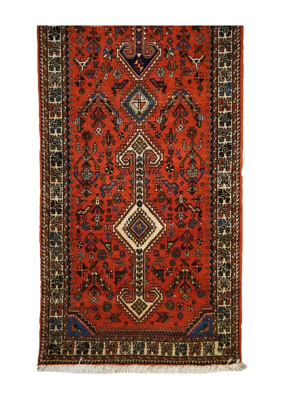 Persian Rug Abadeh Handmade Runner Tribal 2'8"x9'7" (3x10) Red Geometric Animals Design #A33296