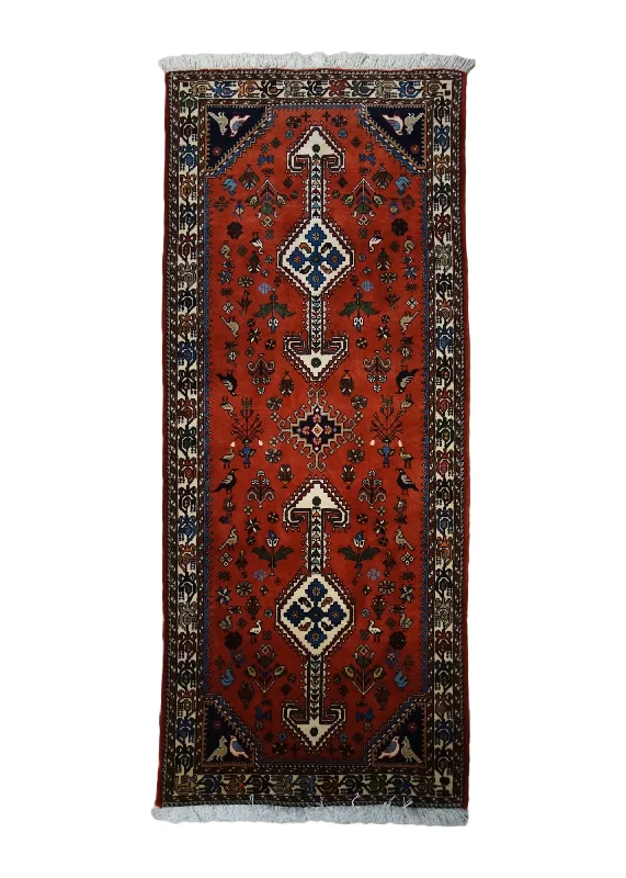 Persian Rug Abadeh Handmade Runner Tribal 2'8"x6'6" (3x7) Red Geometric Animals Design #A33931