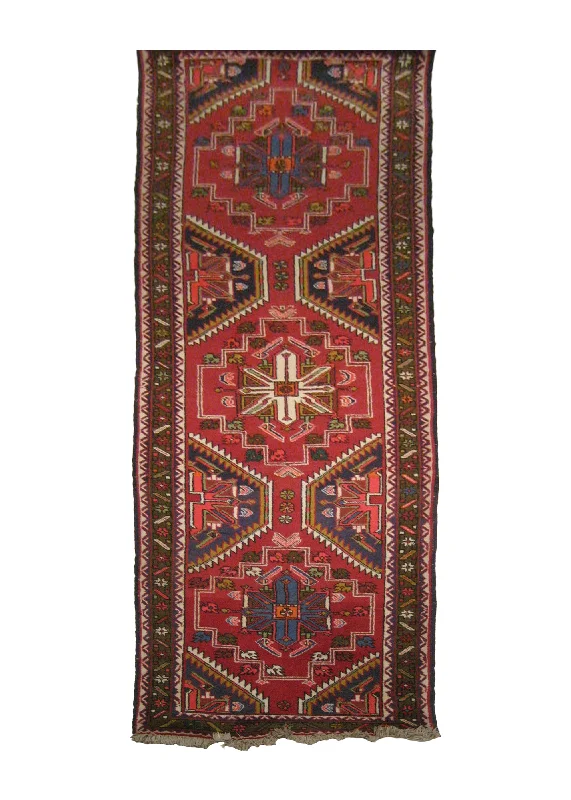 Persian Rug Azerbaijan Handmade Runner Tribal 2'6"x9'6" (3x10) Red Green Geometric Design #A20932