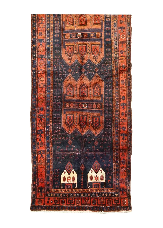 Persian Rug Azerbaijan Handmade Runner Tribal Antique 5'9"x17'4" (6x17) Blue Red Geometric Design #A32302