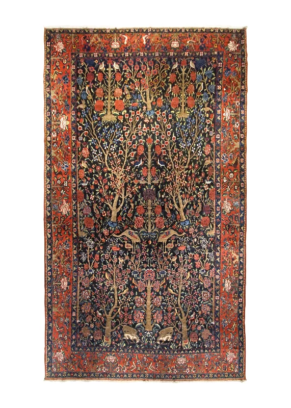 Persian Rug Bakhtiari Handmade Area Antique Traditional 11'7"x19'9" (12x20) Whites/Beige Animals Tree of Life Design #A34301