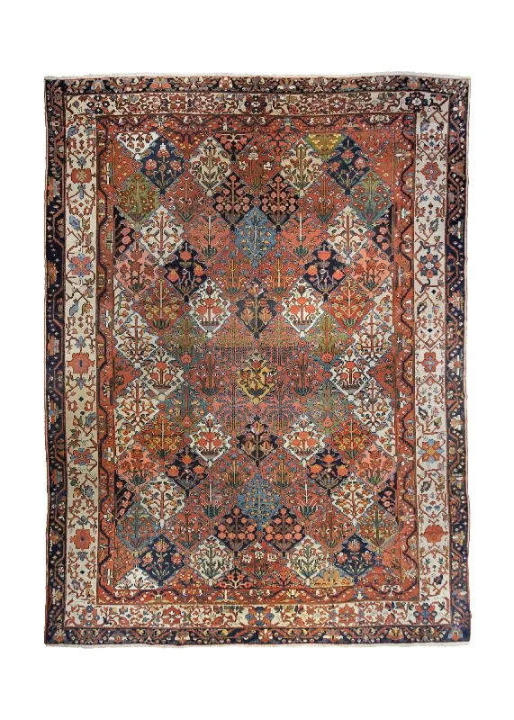 Persian Rug Bakhtiari Handmade Area Antique Tribal 10'5"x14'1" (10x14) Red Garden Design #A34215