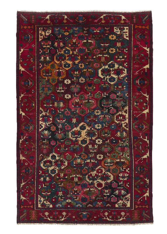 Persian Rug Bakhtiari Handmade Area Tribal 6'9"x11'3" (7x11) Red Multi-color Floral Design #18559