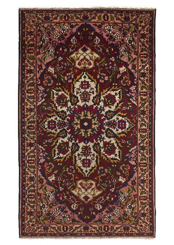 Persian Rug Bakhtiari Handmade Area Tribal Vintage 7'3"x12'1" (7x12) Red Yellow/Gold Floral Design #23510