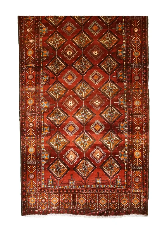 Persian Rug Baloch Handmade Runner Tribal 5'1"x10'1" (5x10) Red Orange Geometric Design #A33415