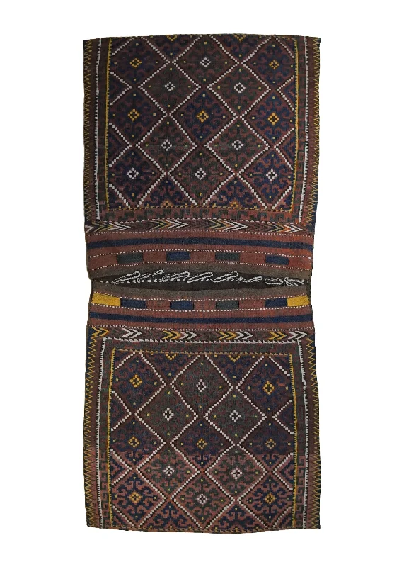 Persian Rug Baloch Handmade Saddle Tribal Antique 3'8"x6'3" (4x6) Red Yellow/Gold Saddle Bag Geometric Design #A34201