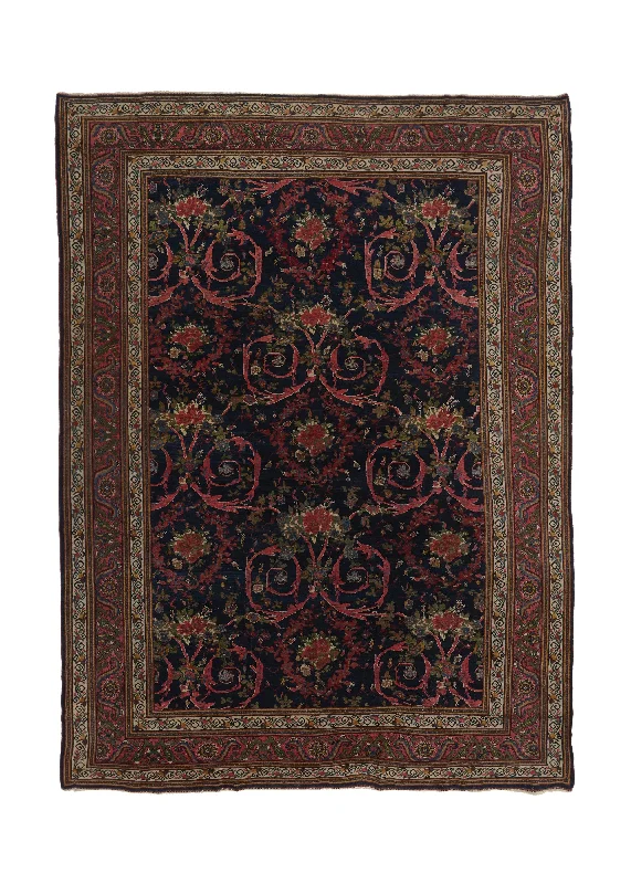 Persian Rug Bijar Handmade Area Antique Traditional 8'7"x12'0" (9x12) Black Pink Floral Gol Farang Design #33009