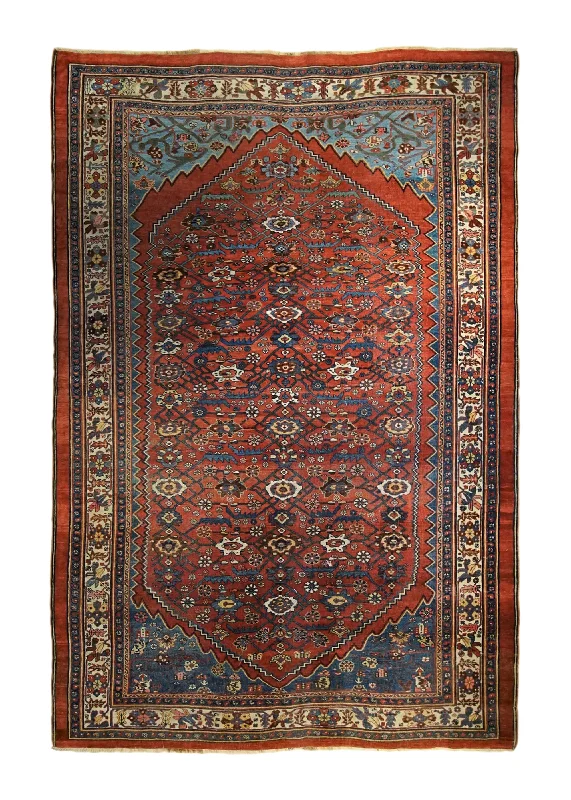 Persian Rug Bijar Handmade Area Antique Tribal 7'7"x11'6" (8x12) Red Blue Geometric Design #A34322