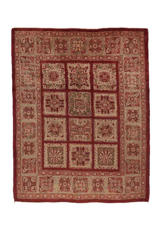 Persian Rug Bijar Handmade Area Traditional 8'7"x10'10" (9x11) Red Whites/Beige Garden Design #35915