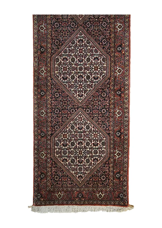 Persian Rug Bijar Handmade Runner Traditional 2'2"x9'7" (2x10) Blue Red Orange Geometric Herati Design #A33298