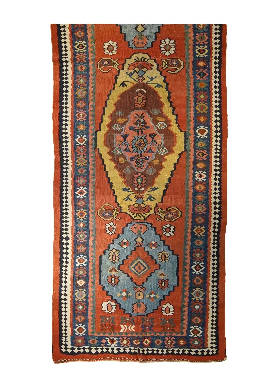 Persian Rug Bijar Handmade Runner Traditional Antique 5'9"x14'8" (6x15) Red Kilim Geometric Design #A32296