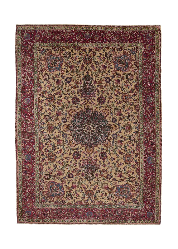 Persian Rug Dorokhsh Handmade Area Traditional 8'5"x11'9" (8x12) Whites/Beige Red Floral Design #34043