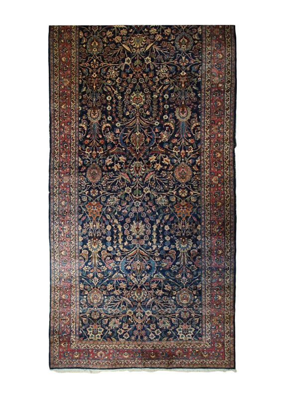 Persian Rug Dorokhsh Handmade Runner Traditional Antique 6'10"x15'2" (7x15) Blue Red Floral Design #A32353