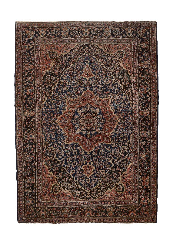 Persian Rug Farahan Handmade Area Antique Traditional 8'10"x12'0" (9x12) Blue Orange Floral Design #27749