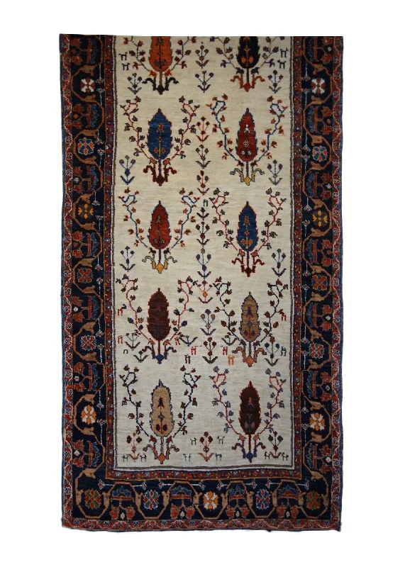 Persian Rug Gabbeh Handmade Runner Tribal 2'11"x8'6" (3x9) Whites/Beige Blue Geometric Design #A33363