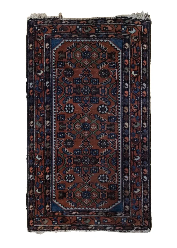 Persian Rug Gharajeh Handmade Area Antique Tribal 2'4"x4'0" (2x4) Red Geometric Design #A34224