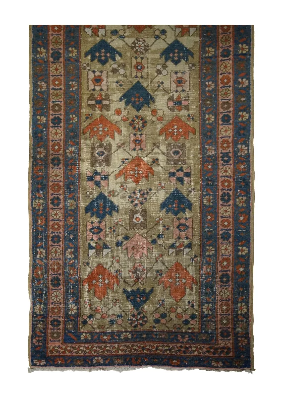 Persian Rug Gharajeh Handmade Runner Tribal Antique 2'11"x9'7" (3x10) Whites/Beige Red Blue Geometric Design #A33352