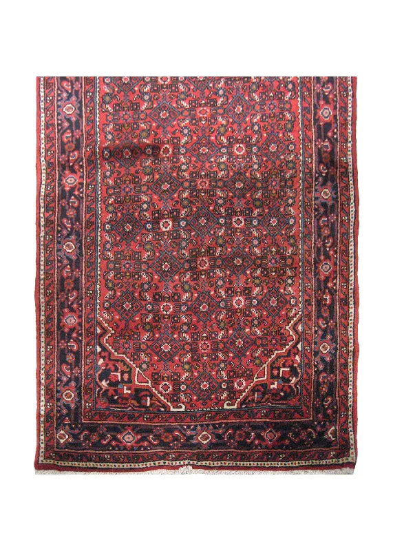 Persian Rug Hamadan Handmade Runner Tribal 3'11"x13'4" (4x13) Red Blue Geometric Design #A20795