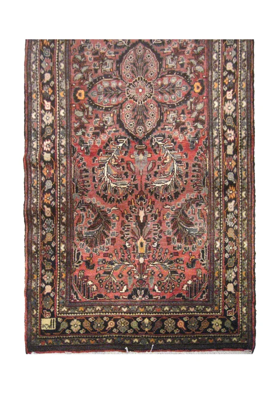 Persian Rug Hamadan Handmade Runner Tribal 3'7"x14'0" (4x14) Red Geometric Design #A20188