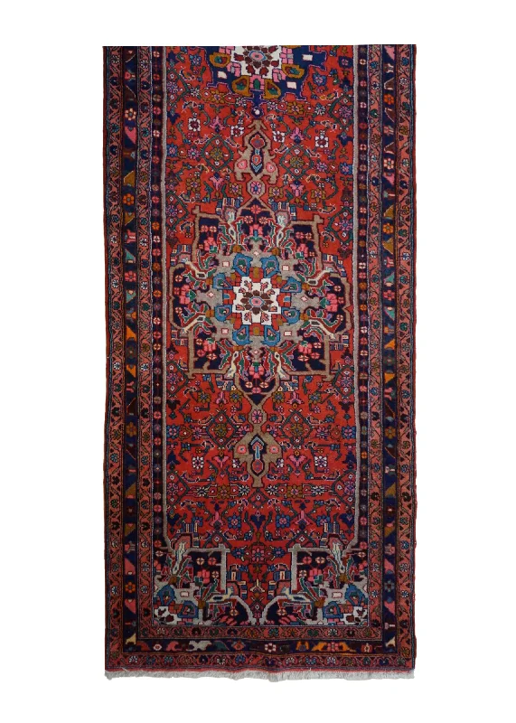 Persian Rug Hamadan Handmade Runner Tribal 4'1"x15'7" (4x16) Red Floral Design #A32220